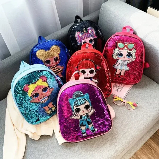 Baby Girls Mini Doll Glitter Backpack | Premium Quality - BabyPlay | Where Joyful Moments Begin! Girls Backpack