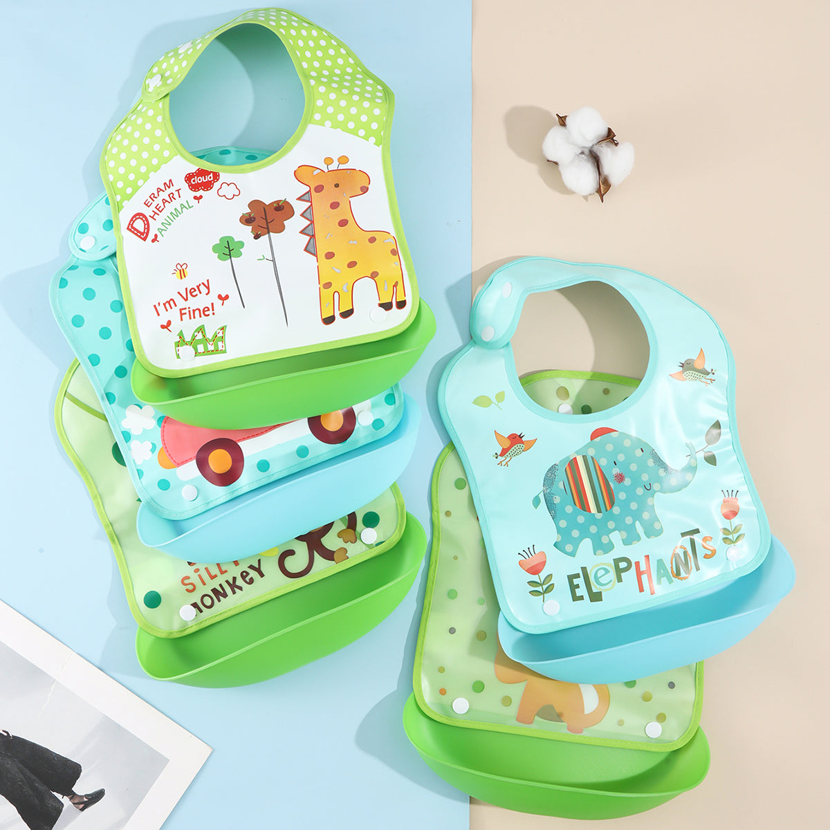 Cartoon Baby Bibs 👶🍉 - BabyPlay | Where Joyful Moments Begin! Cartoon Baby Bibs