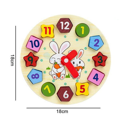 Baby Colorful Geometric Learning Wooden Clock | Premium Quality Polished Wood - Babyplay, Where Joyful Moments Begin! Baby Play Babyplay, Where Joyful Moments Begin!