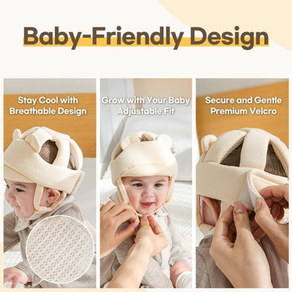 Baby Safety Helmet – Gots Certified Cotton, Adjustable & Ultra-lightweight Head Protector For Crawling & Walking Infants & Toddlers