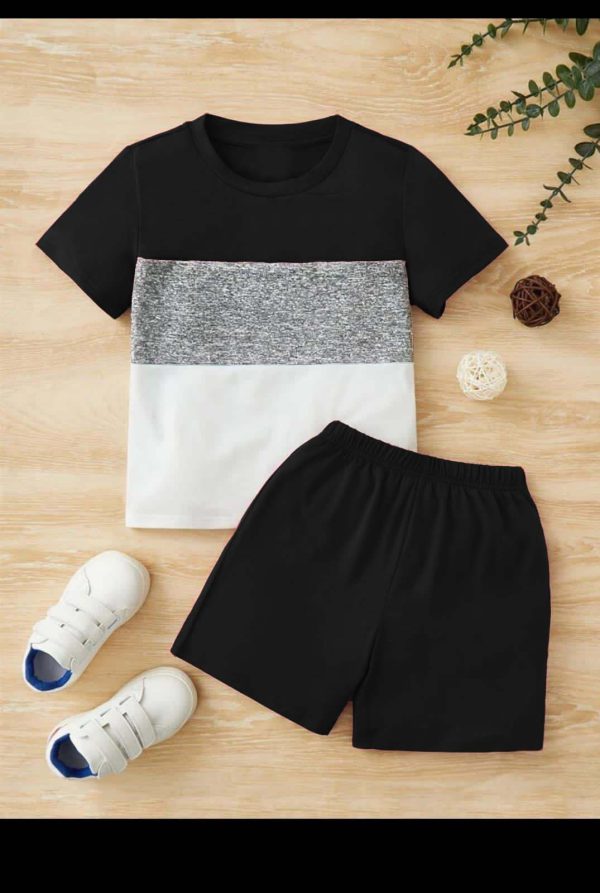 Kids Panel T-shirt & Shorts Pair (6 Months - 5 Years) - Babyplay, Where Joyful Moments Begin! Baby Play Babyplay, Where Joyful Moments Begin! 6-9 Months / Black