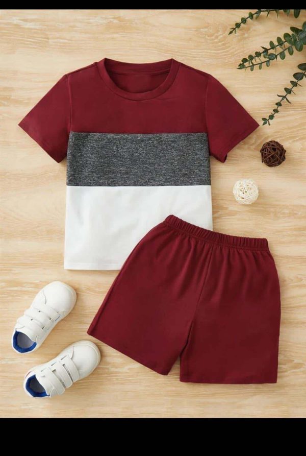 Kids Panel T-shirt & Shorts Pair (6 Months - 5 Years) - Babyplay, Where Joyful Moments Begin! Baby Play Babyplay, Where Joyful Moments Begin! 6-9 Months / Mehroon