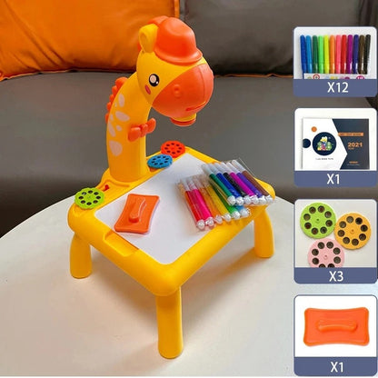 Projector Table For Kids (12 Markers, 1 Sketch Book, 3 Projector Discs & 1 Duster Included) - Babyplay, Where Joyful Moments Begin! Baby Play Babyplay, Where Joyful Moments Begin!