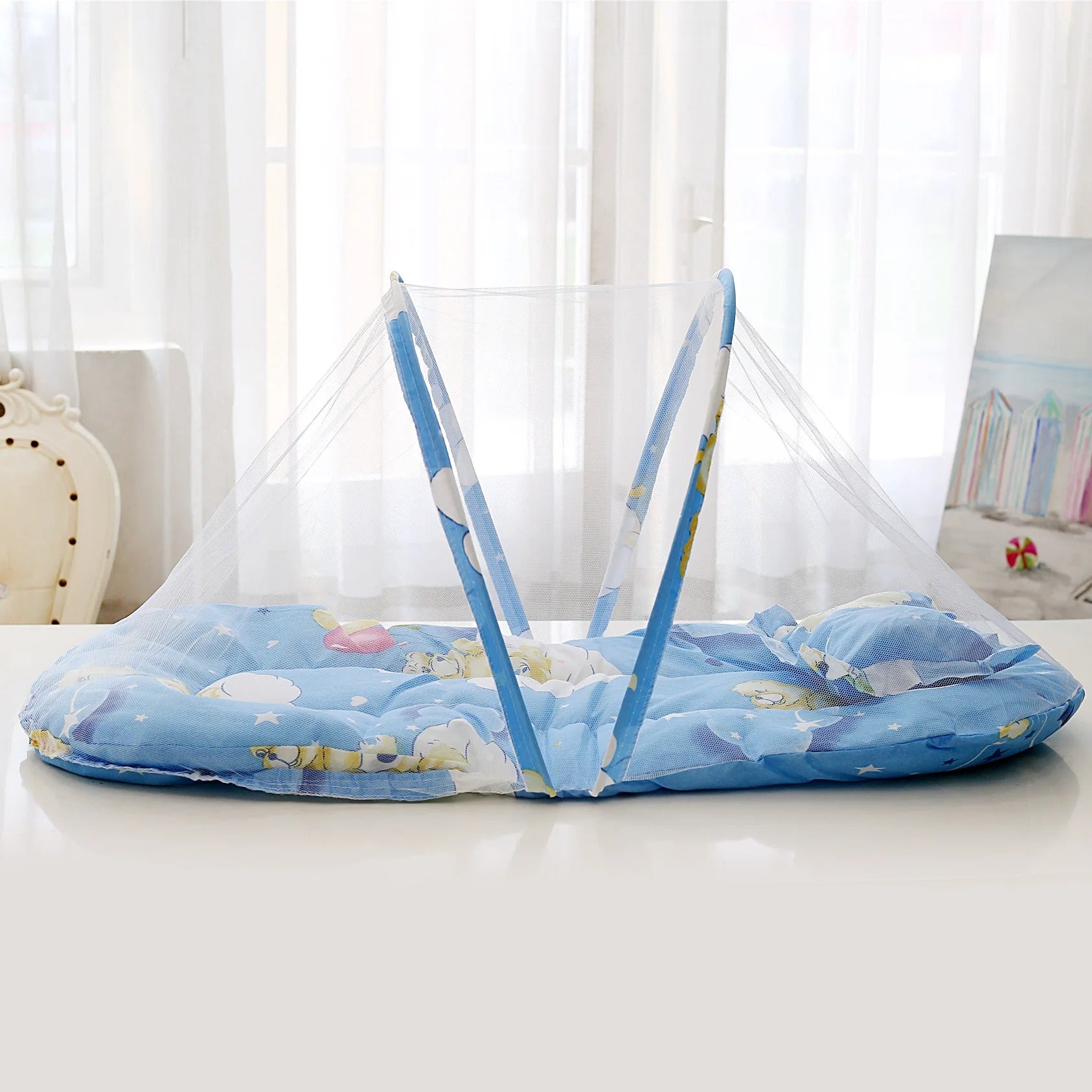 Anti-Mosquito Baby Bed & Pillow | Foldable & Easy To Carry - Babyplay, Where Joyful Moments Begin! Baby Play Babyplay, Where Joyful Moments Begin!