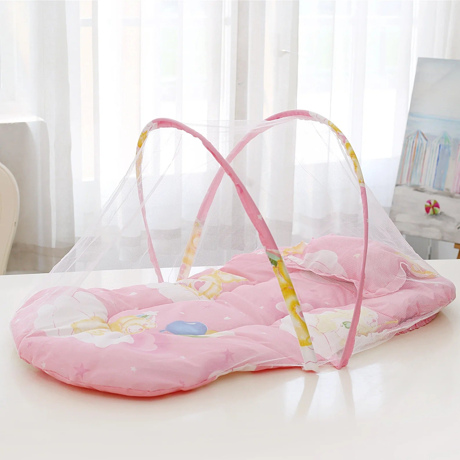 Anti-Mosquito Baby Bed & Pillow | Foldable & Easy To Carry - Babyplay, Where Joyful Moments Begin! Baby Play Babyplay, Where Joyful Moments Begin!