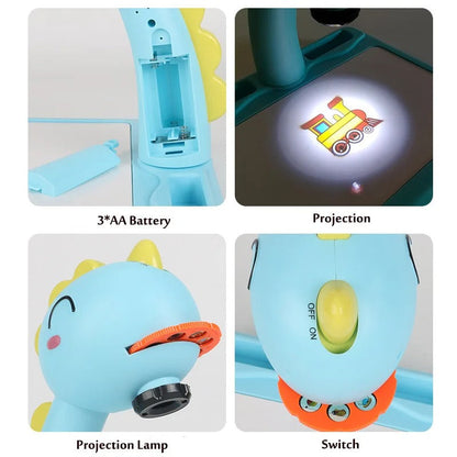 Projector Table For Kids (12 Markers, 1 Sketch Book, 3 Projector Discs & 1 Duster Included) - Babyplay, Where Joyful Moments Begin! Baby Play Babyplay, Where Joyful Moments Begin!