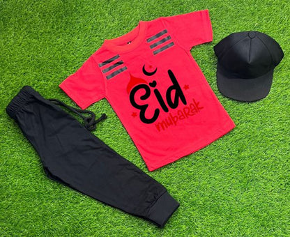 Pack Of 3 Eid Mubarak Tracksuit For Toddlers & Kids - Premium Quality Fabric - Babyplay, Where Joyful Moments Begin! Baby Play Babyplay, Where Joyful Moments Begin! Red