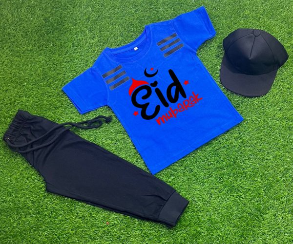 Pack Of 3 Eid Mubarak Tracksuit For Toddlers & Kids - Premium Quality Fabric - Babyplay, Where Joyful Moments Begin! Baby Play Babyplay, Where Joyful Moments Begin! Blue