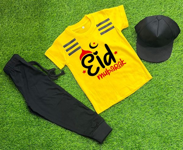 Pack Of 3 Eid Mubarak Tracksuit For Toddlers & Kids - Premium Quality Fabric - Babyplay, Where Joyful Moments Begin! Baby Play Babyplay, Where Joyful Moments Begin! Yellow