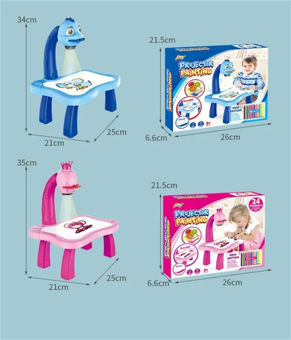Projector Table For Kids (12 Markers, 1 Sketch Book, 3 Projector Discs & 1 Duster Included) - Babyplay, Where Joyful Moments Begin! Baby Play Babyplay, Where Joyful Moments Begin!