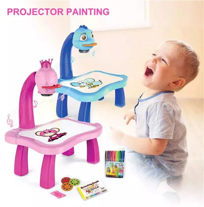 Projector Table For Kids (12 Markers, 1 Sketch Book, 3 Projector Discs & 1 Duster Included) - Babyplay, Where Joyful Moments Begin! Baby Play Babyplay, Where Joyful Moments Begin!